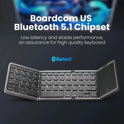 KEBIDUMEI Three Bluetooth Keyboard Tri-fold Keyboard with Touchpad Mini Keyboard Rechargeable Keyboard for Windows Android IOS