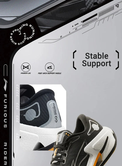 Li-Ning Men's FURIOUS RIDER 8 Stability Running Shoes BOOM Anti-Slip Cushion Li-Ning Stable Support Sports Sneakers ARZV005