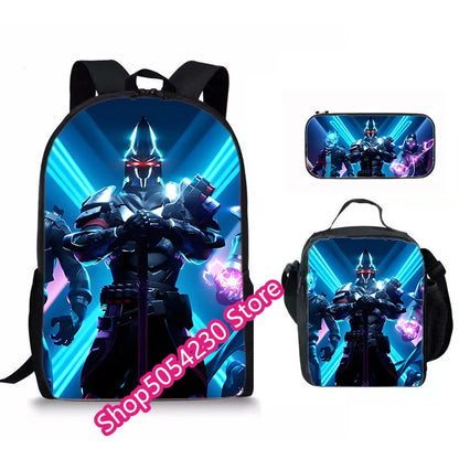Fortnite 3PCS Backpack for Boys Victory Game 16 Inch Water Resistant Preschool Knapsack Cool Elementary School Backpacks