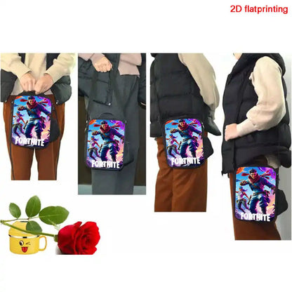 Fortnite Cartoon Lunch Bag, Portable Insulated Lunch Bag, Reusable Food Storage Bag, Suitable for Children and Students