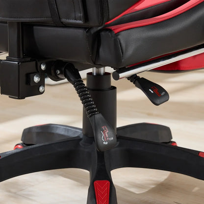 Ergonomic Racing Gaming Chair with Lumbar Support, Massage Function, Footrest, Reclining Leather Gaming Chair for Office & PC Gaming