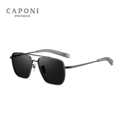 CAPONI Polarized Men Sunglasses Seiko Pure Titanium Photochromic Outdoor Driving Shades UV400 Original Brand Sun Glasses BS50004
