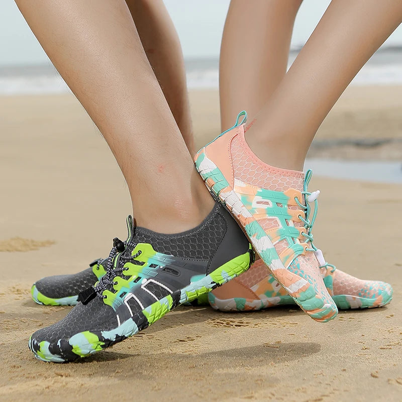 Men's and women's water shoes, upstream wading swimming barefoot five-finger aqua shoes, colorful beach seaside light unisex sneakers new