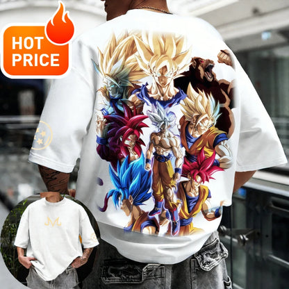 2026 Summer Dragon Ball T-shirt 100% Cotton Goku All Forms Print Oversized Gym Streetwear Unisex Retro Tee for Adults Kids