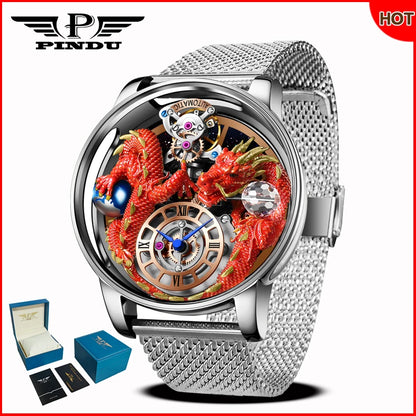 PINDU Design 2025 NEW Men's Watch Diamond Tourbillion Top Brand Luxury Astronomia Quartz Watch Men's Sapphire Glass Waterproof Watch