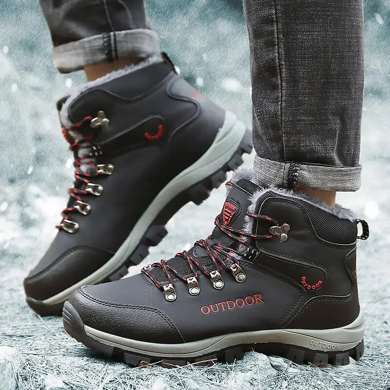 Bottes de neige en coton pour hommes, chaussures montantes, randonnée en plein air, chaudes, confortables, étanches, mode vintage, automne, hiver