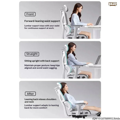 Ergonomic Study Chair High Back Office Chair with Lumbar Support, Adjustable Computer Desk Chair, Comfortable Home Work Chair with Armrests