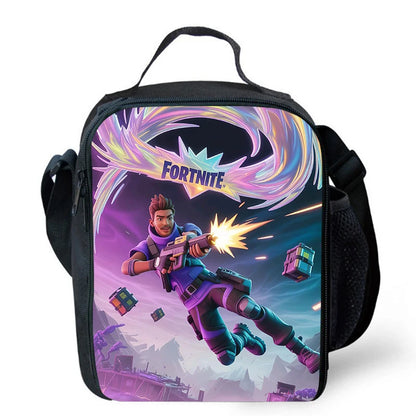 Fortnite Cartoon Lunch Bag, Portable Insulated Lunch Bag, Reusable Food Storage Bag, Suitable for Children and Students