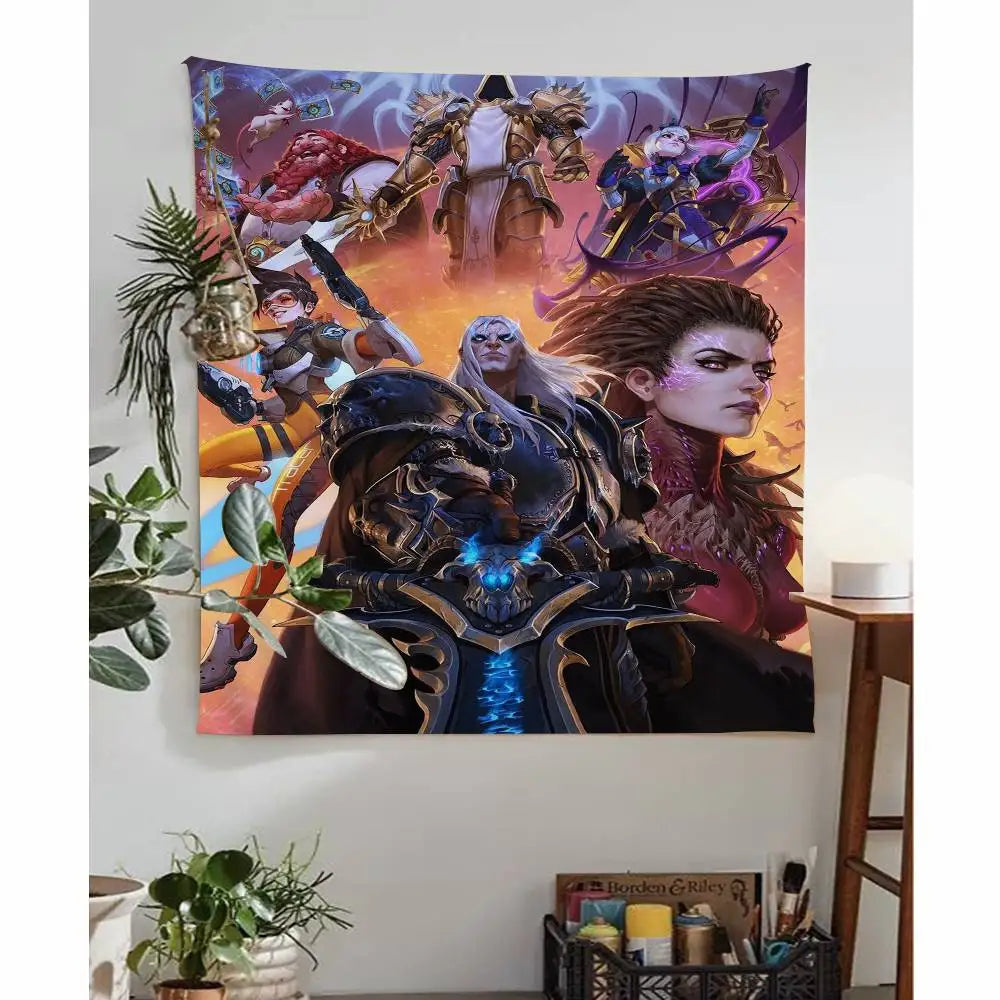World of Warcraft Hero Colorful Tapestry Wall Hanging Hanging Tarot Hippie Wall Rugs Dorm Wall Art Decor
