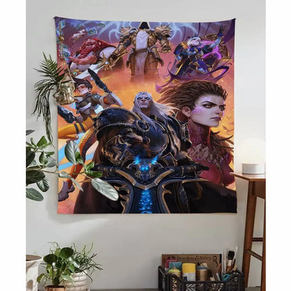 World of Warcraft Hero Colorful Tapestry Wall Hanging Hanging Tarot Hippie Wall Rugs Dorm Wall Art Decor