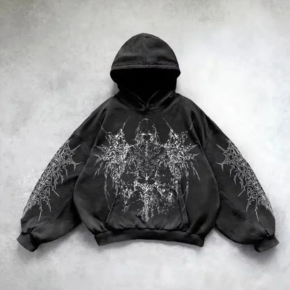 American Y2K New Hip Hop Trend Retro Hoodie Women Street Casual Loose Joker Vintage Sweatshirt Unisex Fleece Padded Warm Hoodie