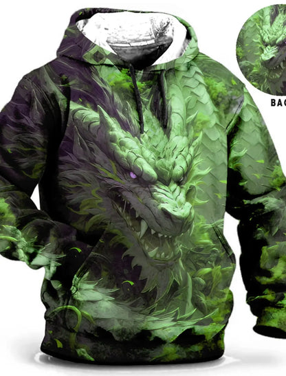 Chinese New Year Dragon Hoodie Men's Graphic Animal Prints Daily Classic Casual 3D Pullover Streetwear Hoodies Long Sleeve Hooded