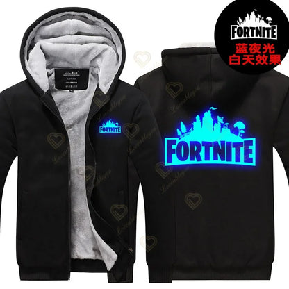 New Arrival Fortnite Men Cool Sweatshirt Battle Game Coat Winter Thick Fleece Warm Zipper Harajuku Hoodie Streetwear