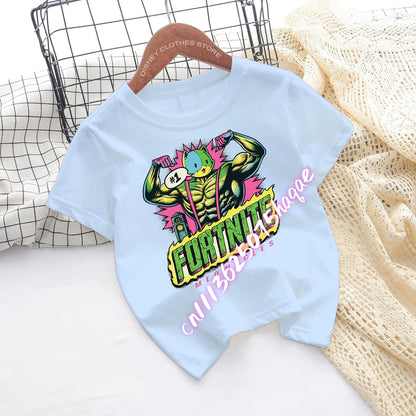 Fortnite Children’s T-shirts Game Cartoon Printed Characters Fortress Night Tees Game Short Sleeve Tops Summer Boys and Girls Clothes