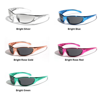 Y2K Silver Sunglasses Color Hollowed Out Future Sense Of Technology Hot Girls Net Red Sunglasses Women Sunglasses Trendy Men