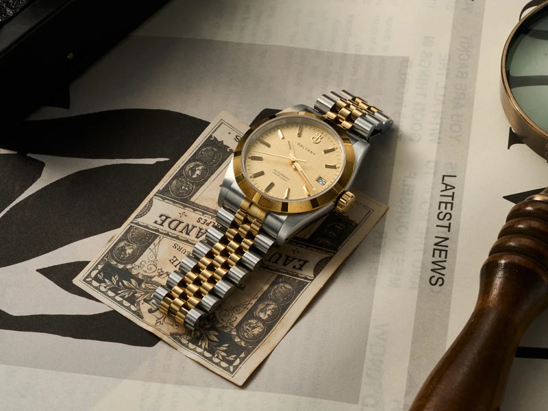 Baltany S4102 Business Men's Automatic Mechanical Wristwatch 36mm Linen Dial Engine Turned Bezel NH35 Luxury Dress Watch