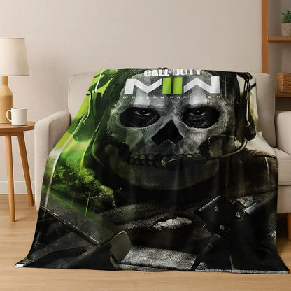 Classic Game Call of Duty Ghost Simon Cartoon Art Flannel Blanket,Cozy Soft Throw Blanket for Home Bedroom Bed Sofa Cover Kid