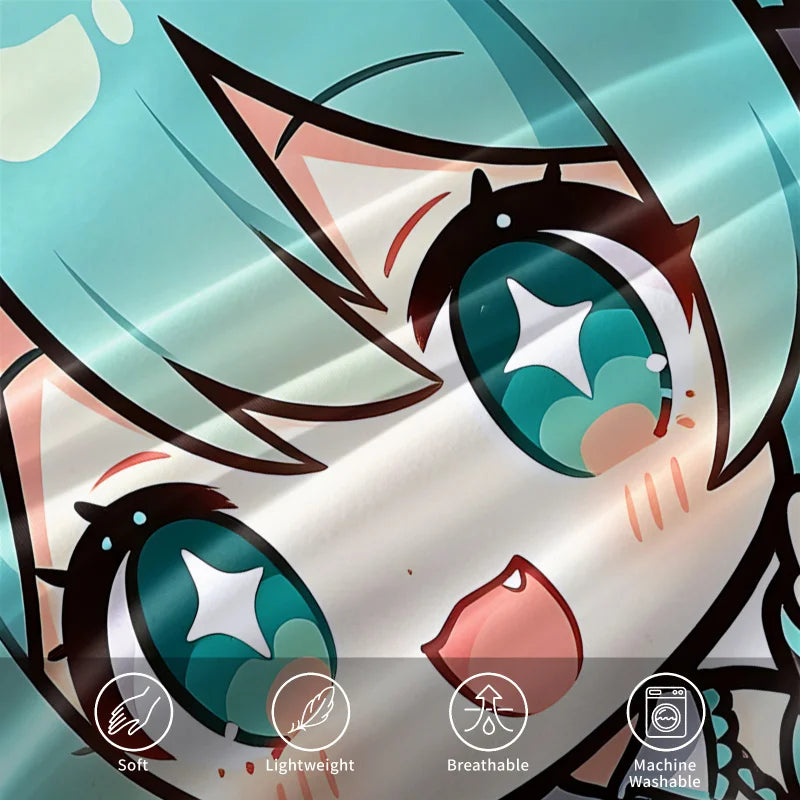Set navlake za poplun Hatsune Miku u chibi stilu, slatka anime posteljina s jastučnicama, dekor za gaming sobu, spavaću sobu tinejdžera i djece, poklon za fanove
