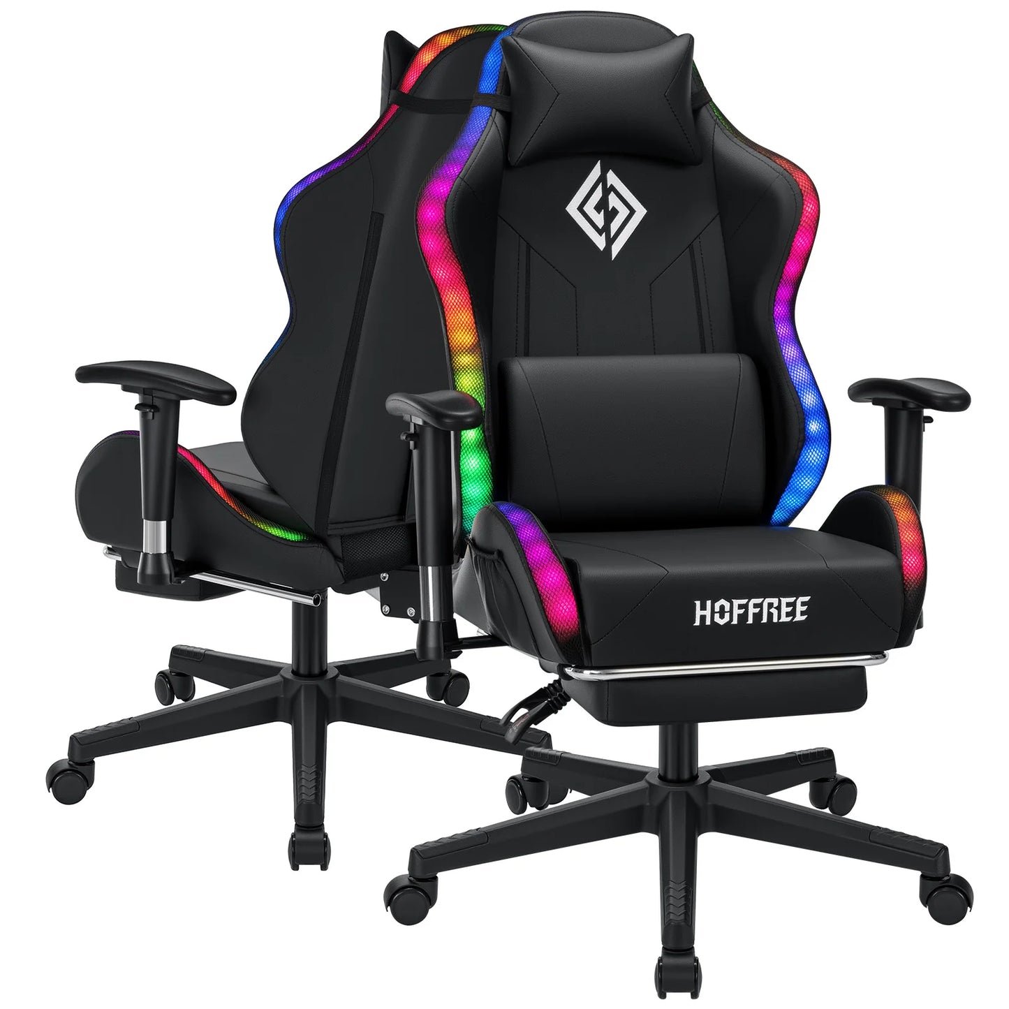 250Lbs LED Gaming Chair for Kids 8-15 Years, Adjustable Ergonomic Gamer Chair with RGB Lighting, Footrest & Lumbar Support