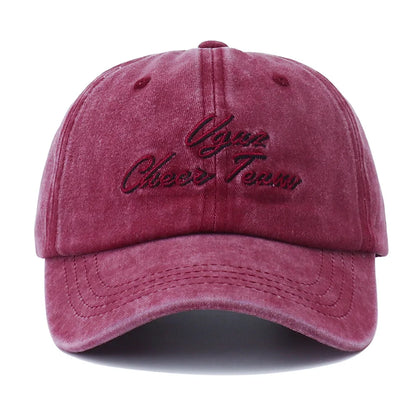 Unisex Letter Embroidery Washed Cotton Baseball Cap Adjustable Vintage Distressed Dad Hats for Women Men Gorras Para Hombres