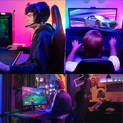 Ergonomic Gaming Chair with Massage Function, Adjustable Reclining Computer Chair with Footrest, Lumbar Support, Headrest & Armrests