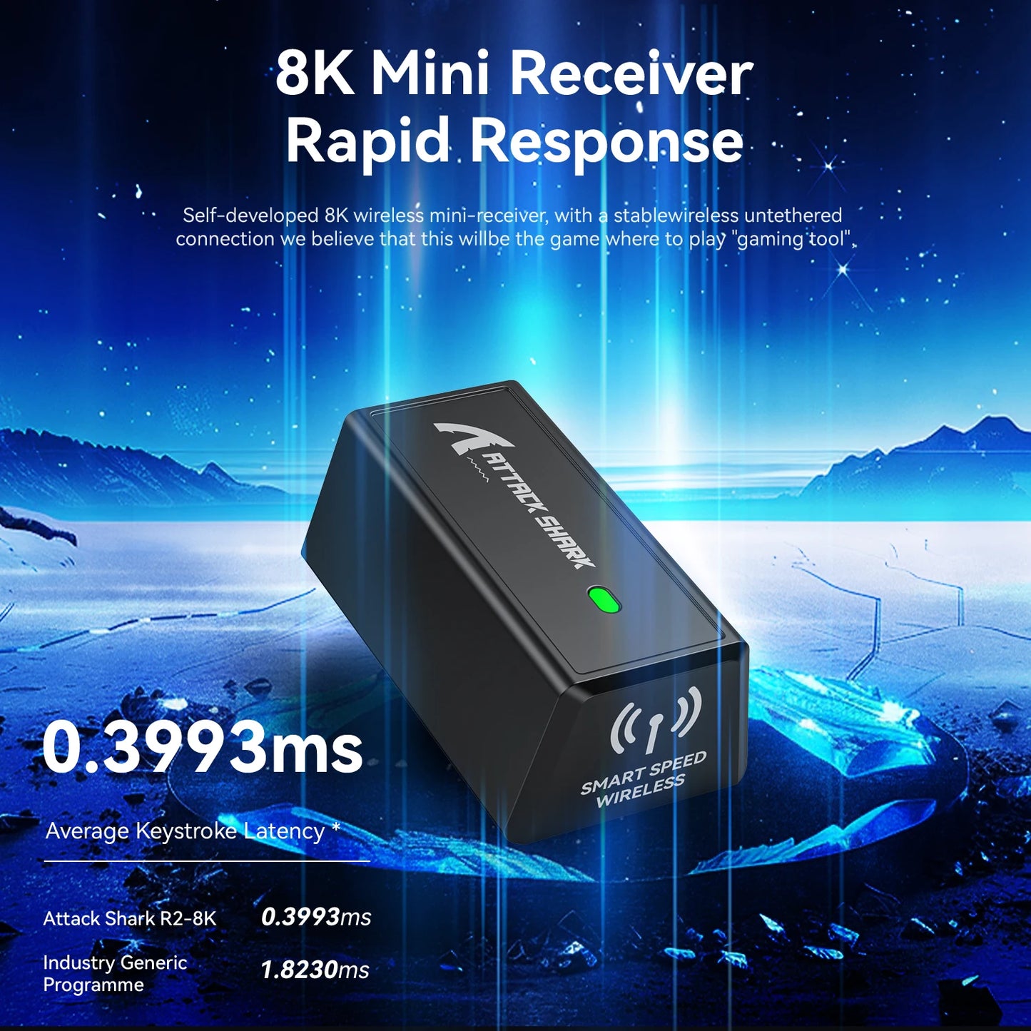 Attack Shark R2 trådlös gamingmus PAW3950 8K i magnesiumlegering, lätt gamingmus med Bluetooth Tri-Mode för gaming/kontor