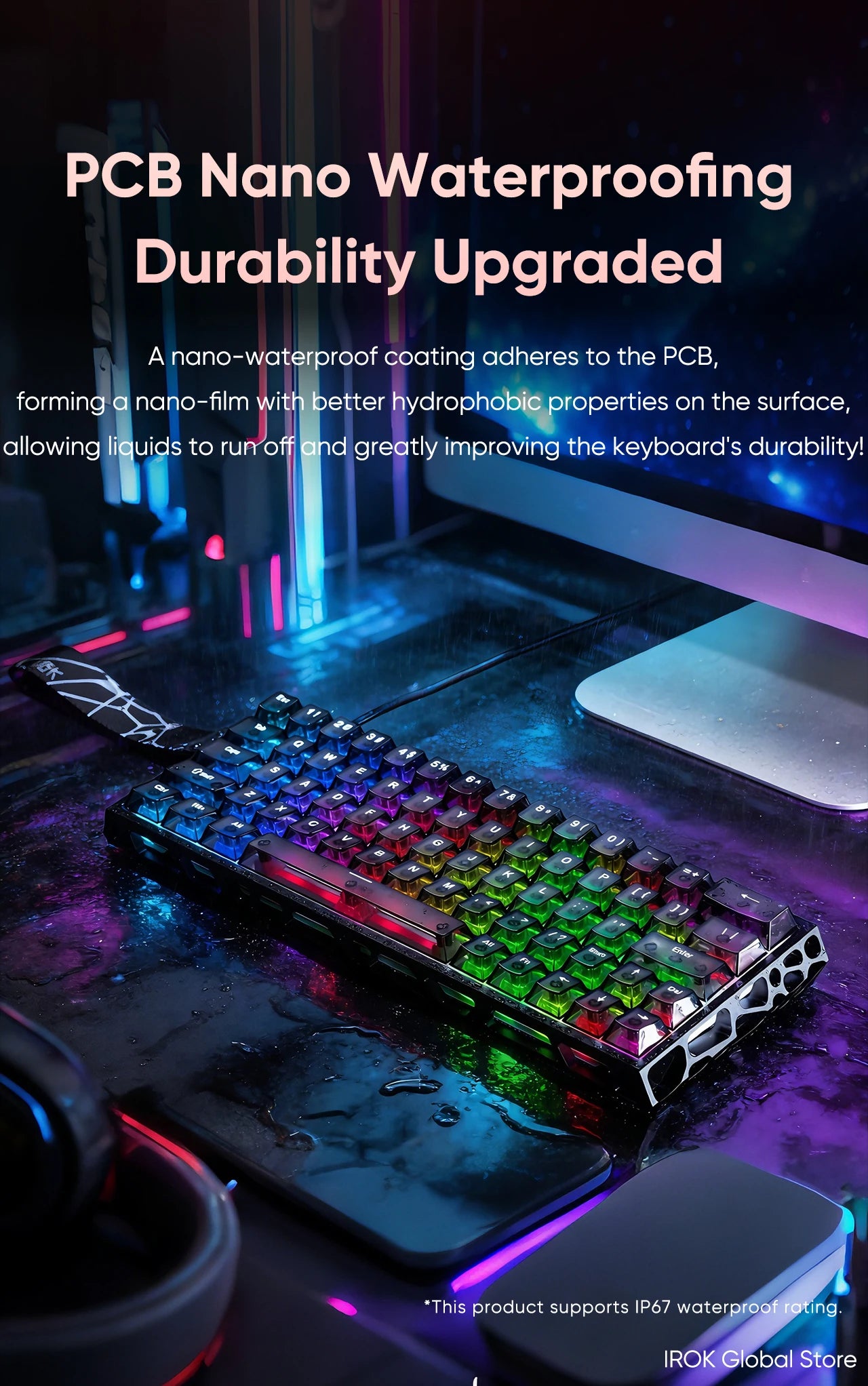 IROK MG63 Hollow Aluminium Gaming Magnetic Mechanical Keyboard 60% RT 0.001mm 8KHz 0.07ms 512K RGB Hot Swap Wired Gamer Keyboard
