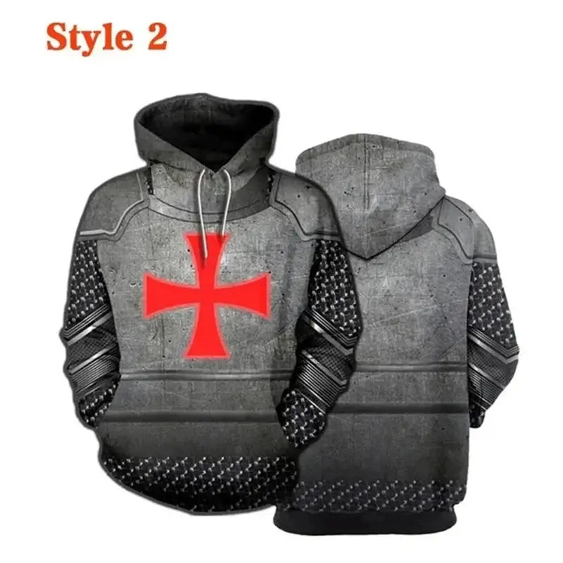 Knight Templar Mens Hoodie Sweatshirt 3d Printed Men Women Casual Hooded Sweatshirts Pullover Hip Hop Harajuku Streetwear Tops, Produit gaming premium Fraquane, équipement gamer
