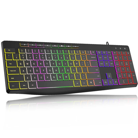 New Wired Light Backlit RGB Mute Keyboard Desktop Notebook Home Business For Office Ultra Thin USB office home