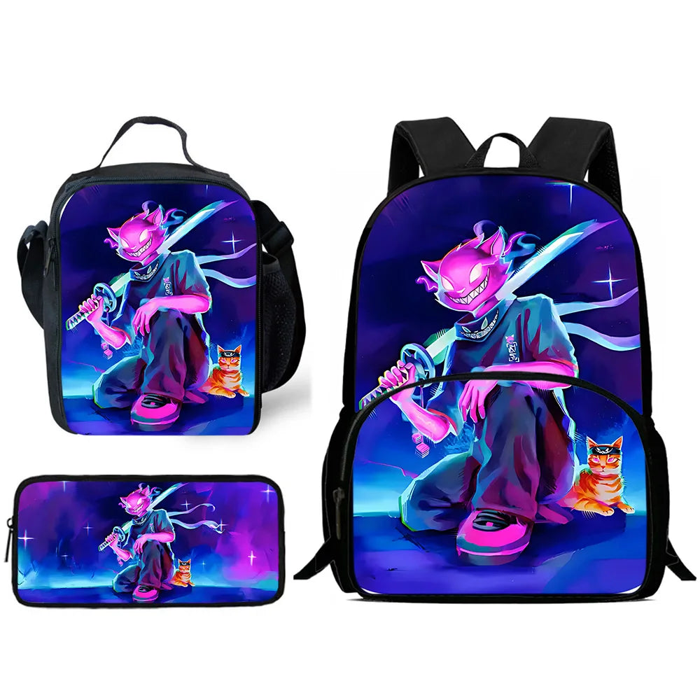 Hot Game Design Child Backpacks Lunch Bag Pencil Case Large Capacity School Bags for Boys and Girls Best Gift Fortnite