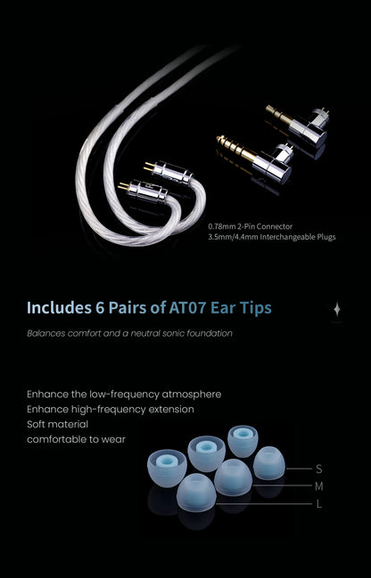 EPZ P40 PZT Ceramic In-Ear Hi-Fi Monitoring Headphones 2DD+1Planar Hybrid Drivers 3.5/4.4 Replaceable Copper Silver-Plated Cable