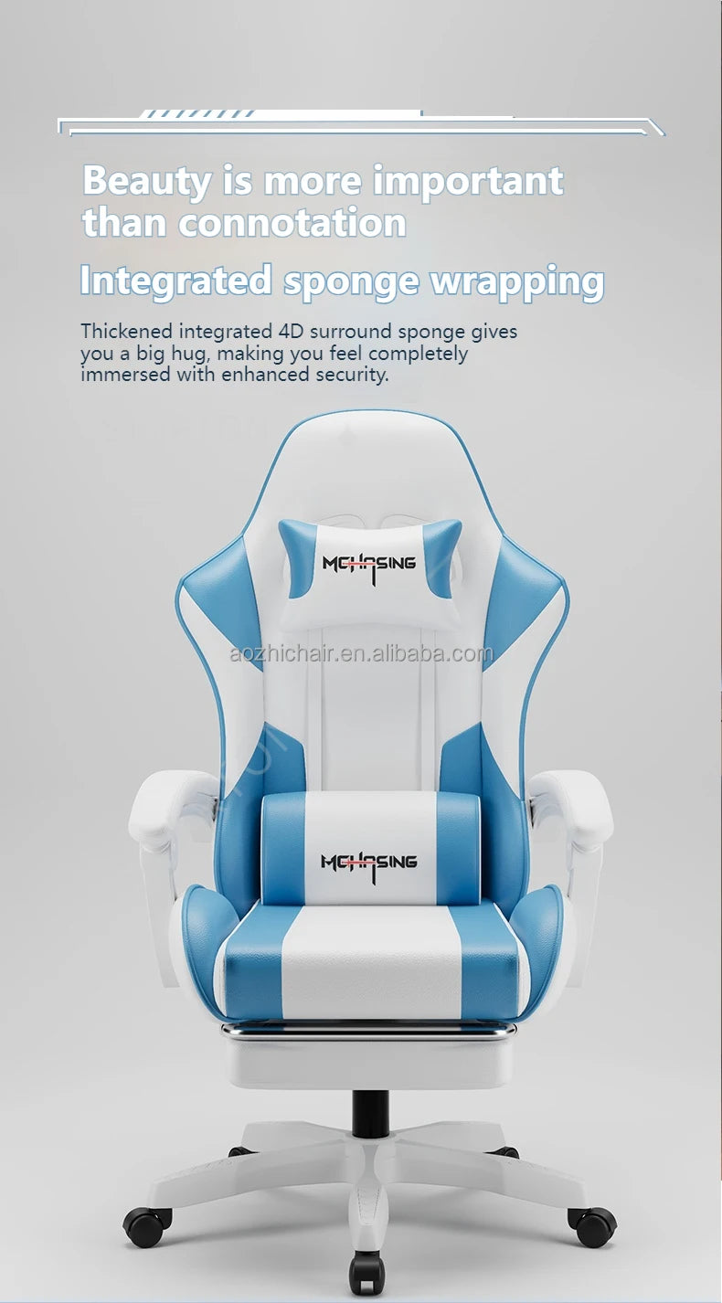 Ergonomisk gamingstol i moderne design med drejefunktion til kontor og hjem, e-sport-gamingstol med hjul, roterende computer-gamingstol