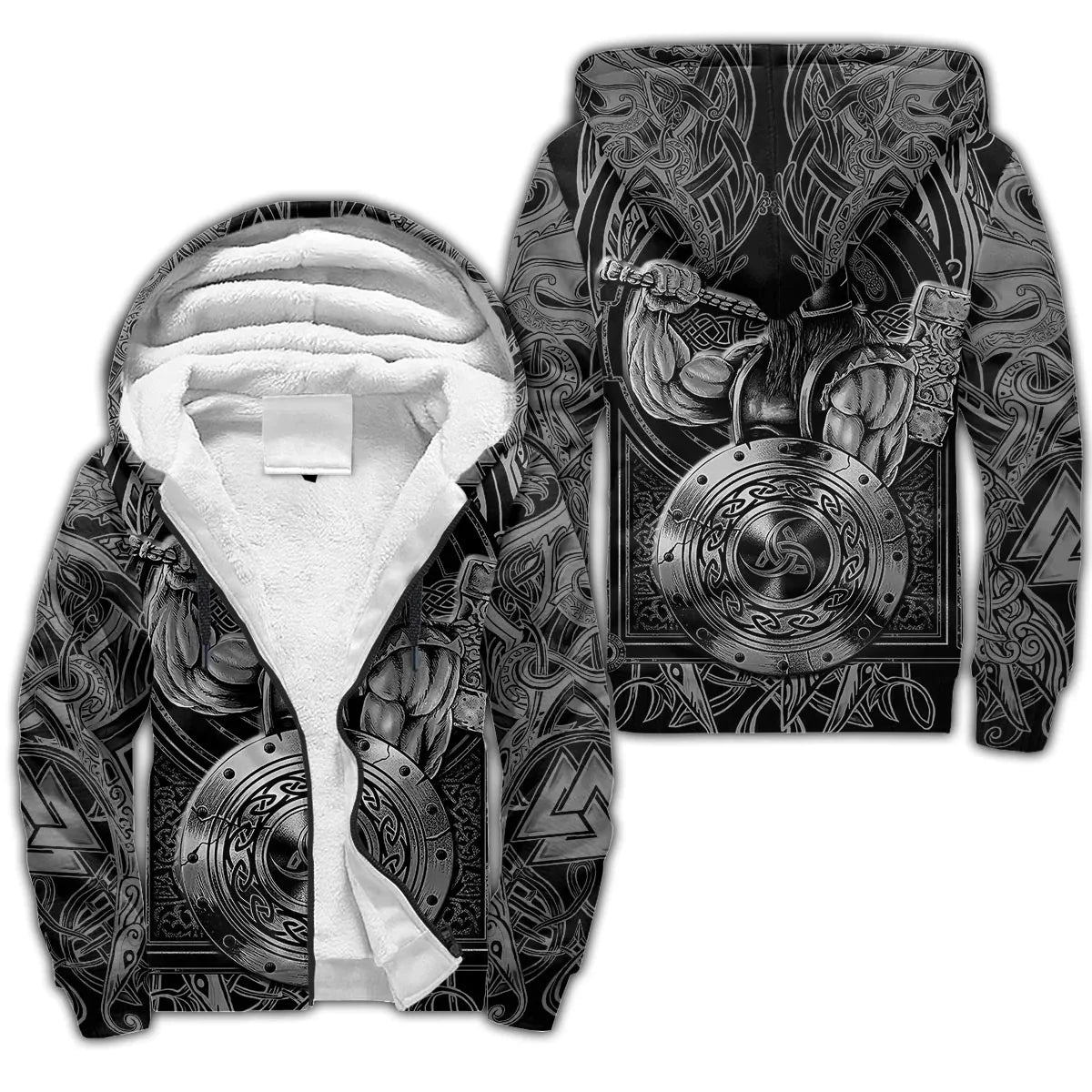Odin Raven Fenrir Wolf Tattoo 3D Printed Men's Winter Thicker Zip Hoodie Unisex Casual Hooded Tracksuit Warm Fleece Jacket KD18