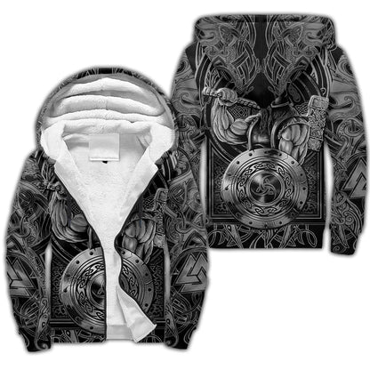 Odin Raven Fenrir Wolf Tattoo 3D Printed Men's Winter Thicker Zip Hoodie Unisex Casual Hooded Tracksuit Warm Fleece Jacket KD18