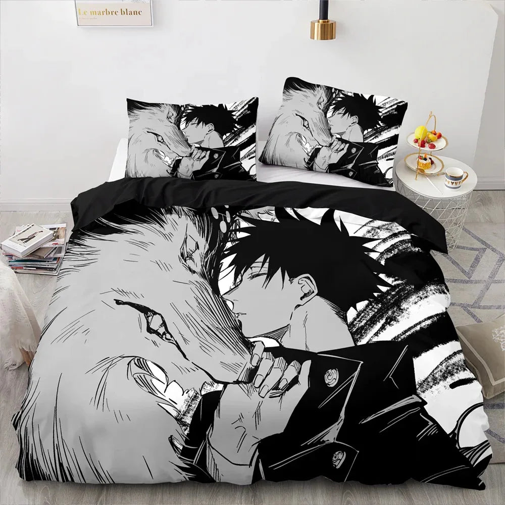 Anime Jujutsu Kaisen Satoru Gojo Bedding Set Boys Girls Twin Queen Size Duvet Cover Pillowcase Bed Kids Adult Home Textile
