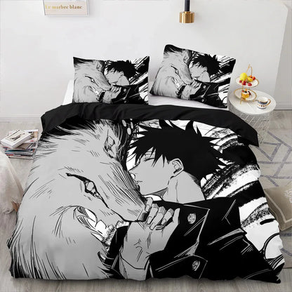 Anime Jujutsu Kaisen Satoru Gojo Bedding Set Boys Girls Twin Queen Size Duvet Cover Pillowcase Bed Kids Adult Home Textile