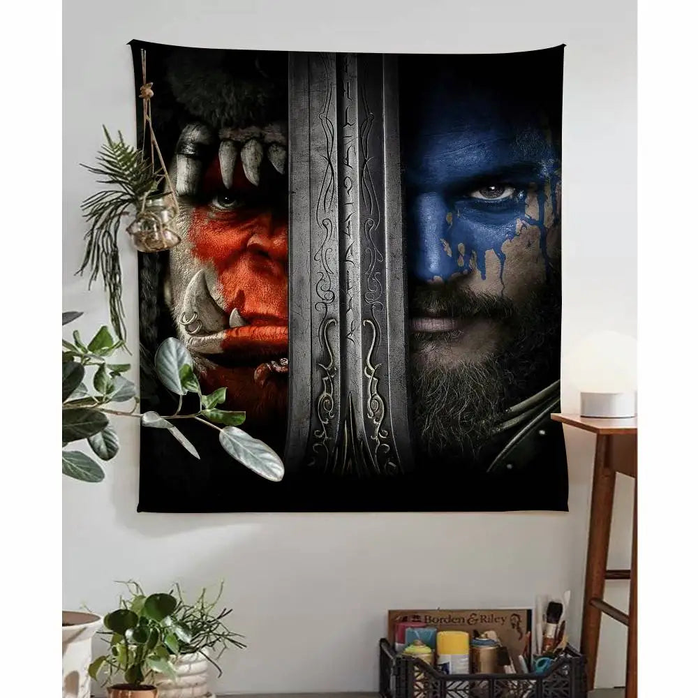 World of Warcraft Hero Colorful Tapestry Wall Hanging Hanging Tarot Hippie Wall Rugs Dorm Wall Art Decor