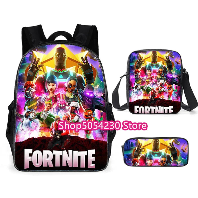 Fortnite 3PCS Backpack for Boys Victory Game 16 Inch Water Resistant Preschool Knapsack Cool Elementary School Backpacks