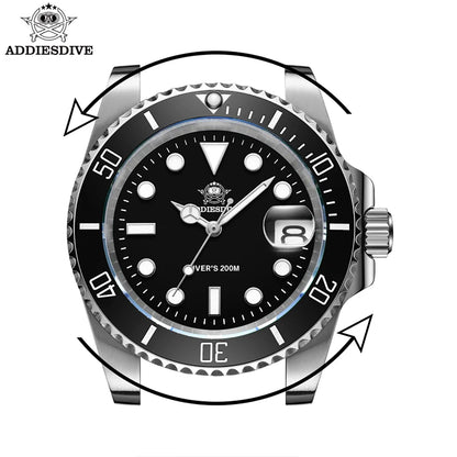 ADDIESDIVE Watch Men's Waffle Strap 200m Waterproof Outdoor Sports Watch C3 Super Luminous Quartz Watch  Relogios Masculino