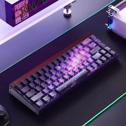 Teclas PBT transparentes con degradado galaxia morado y grabado lateral, 135 teclas, compatibles con teclado mecánico de 60/64/84/98/108 teclas