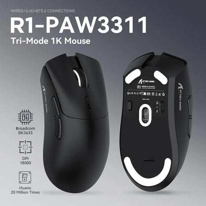 ATTACK SHARK R1 59g SUPERLIGHT Mouse, PixArt PAW3311 Gaming Sensor,  6 Adjustable DPI up to 18000, 65 Hrs Battery, G502