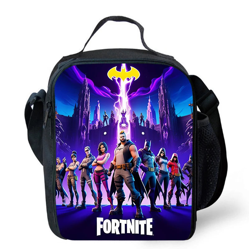 Fortnite Cartoon Lunch Bag, Portable Insulated Lunch Bag, Reusable Food Storage Bag, Suitable for Children and Students