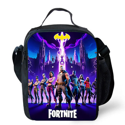 Fortnite Cartoon Lunch Bag, Portable Insulated Lunch Bag, Reusable Food Storage Bag, Suitable for Children and Students