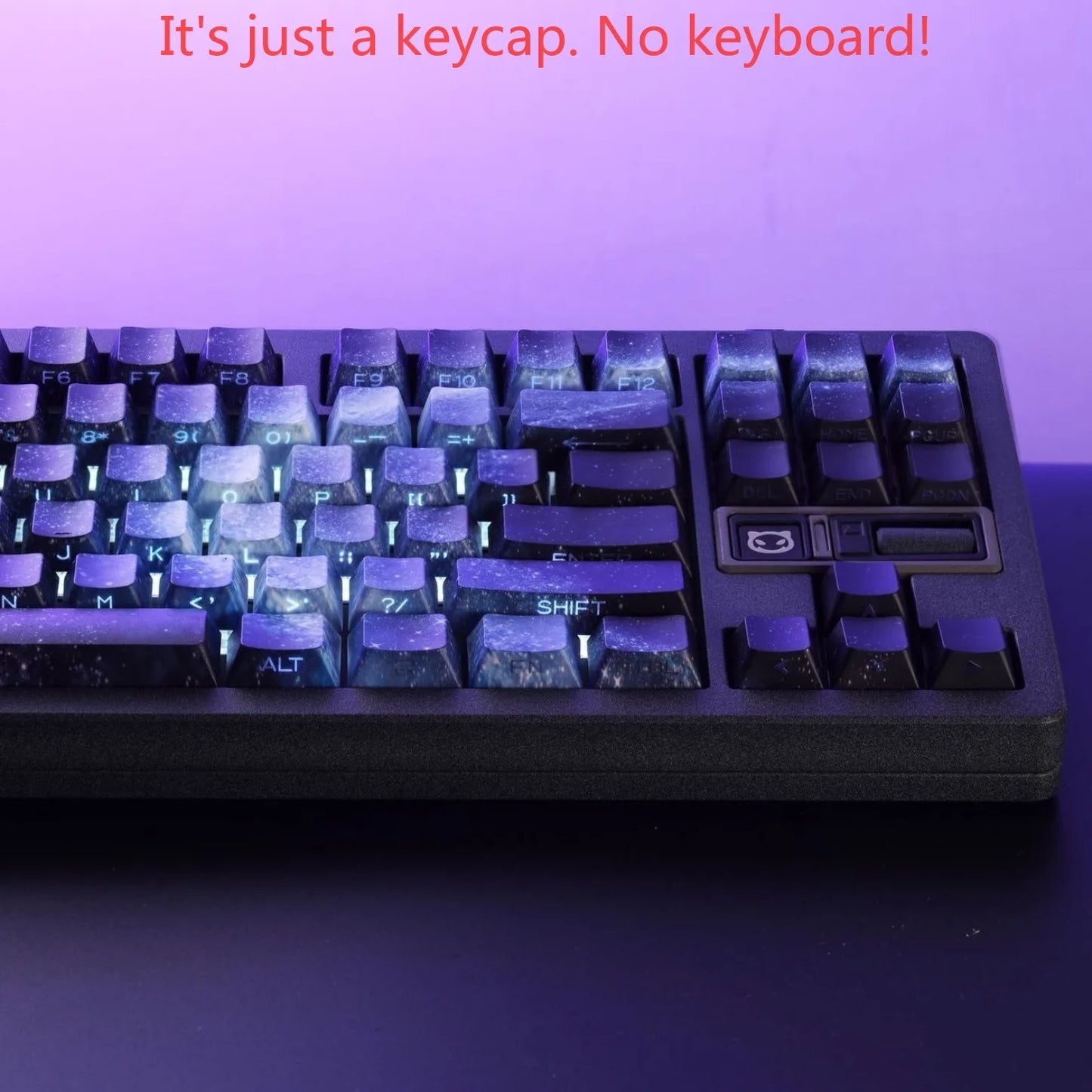 Teclas PBT transparentes con degradado galaxia morado y grabado lateral, 135 teclas, compatibles con teclado mecánico de 60/64/84/98/108 teclas