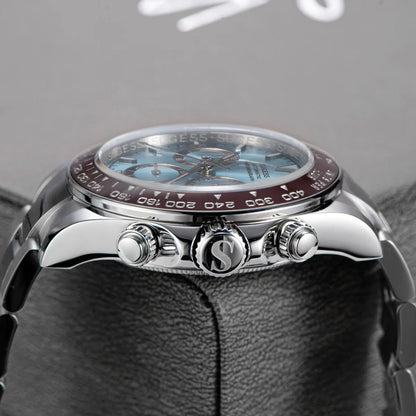 Sugess Panda Chronograph Movement Automatic Mechanical Chronograph Wristwatch Waterproof Diving Men Watches Ceramic Bezel Tona
