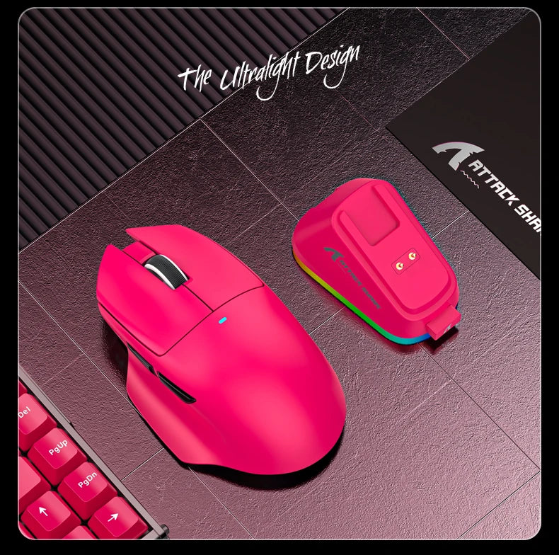 ATTACK SHARK V6  Wireless Gaming Superlight Mouse with RGB Magnetic Charging Dock,PAW3311 Sensor,Macro Gaming Mouse