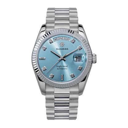 Sugess Watch of Men 36mm Date Automatic Retro Mechanical Wristwatches Sapphire Crystal RoseGold Dandong SL3034 Movement Day New