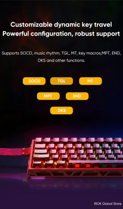 IROK MG63 Hollow Aluminium Gaming Magnetic Mechanical Keyboard 60% RT 0.001mm 8KHz 0.07ms 512K RGB Hot Swap Wired Gamer Keyboard