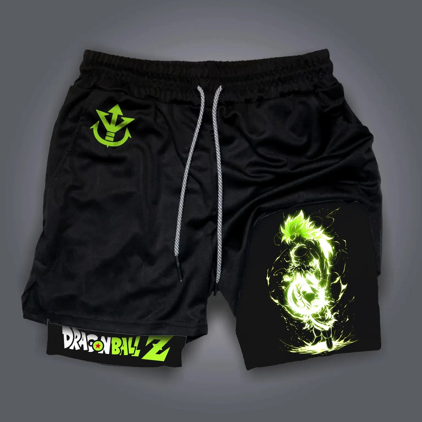 Dragon Ball Anime Peripheral Majin Buu GOKU Printed Sports Double-layer Shorts American 2025 Summer Men's Loose Breathable Pants