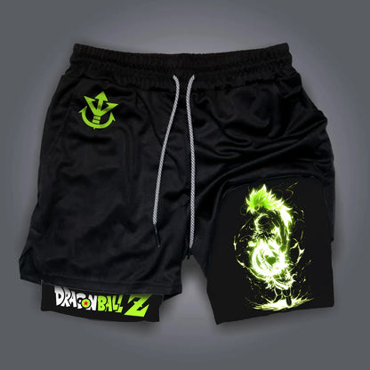 Dragon Ball Anime Peripheral Majin Buu GOKU Printed Sports Double-layer Shorts American 2025 Summer Men's Loose Breathable Pants